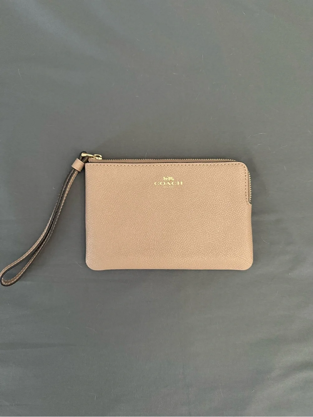Coach Tan Leather Wristlet Pouch